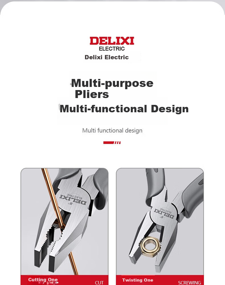 DELIXI ELECTRIC [Industrial Grade] Pliers Set, Tiger Pliers, Wire Cutters, Diagonal Pliers, Electrician Tools, Crimping Pliers, 6-Inch Three-Piece Set 3