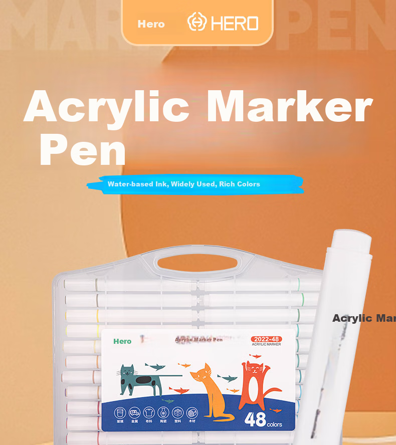 HERO Acrylic Markers, 2011 Water-Based Student Art Drawing Hand-Drawn Watercolor Pens, 36 Colors of Watercolor Pens for Art Educatio 1