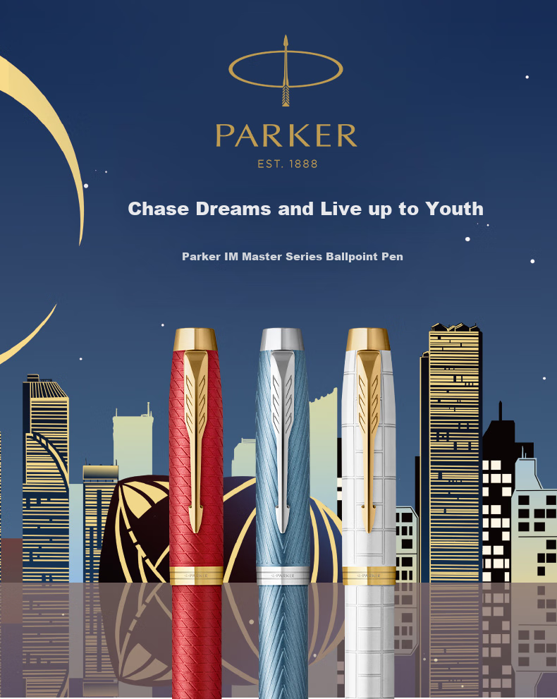 Parker Signature Pen, Business Office Writing Practice Gift, Birthday Present, IM Flame Red Gold Clip Ballpoint Pen, National Day Gift for Men And Women, Baotiao Discount 1