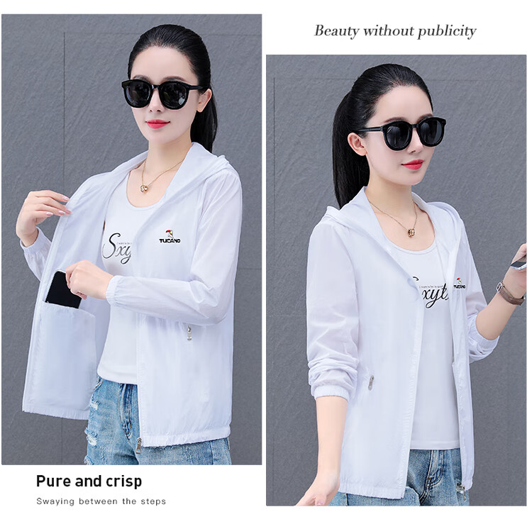 Woodpecker Women's Ice Silk Sun Protection Jacket Summer Hooded Breathable UV Protection Outdoor Sunscreen Coat Blue L 13