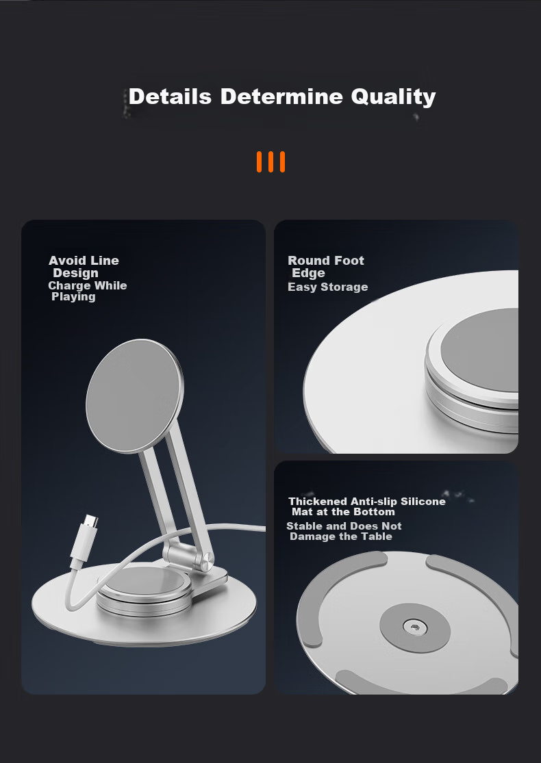 GDGO New Magnetic Phone Stand with Strong Suction, Desktop Vertical Portable MagSafe Double Folding Storage Lazy Multifunctional Rotating Stand Suitable for Apple, Huawei, Xiaomi Tablets 6