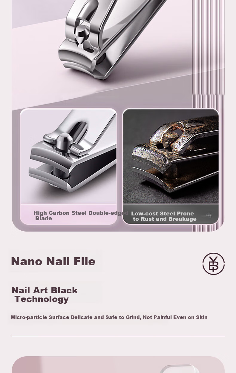 Bingyou Nail Clipper Set 4 Pieces: Nail Clippers, Diagonal Nail Nippers, Pedicure Knife, Nail File, Nail Grinder File 6