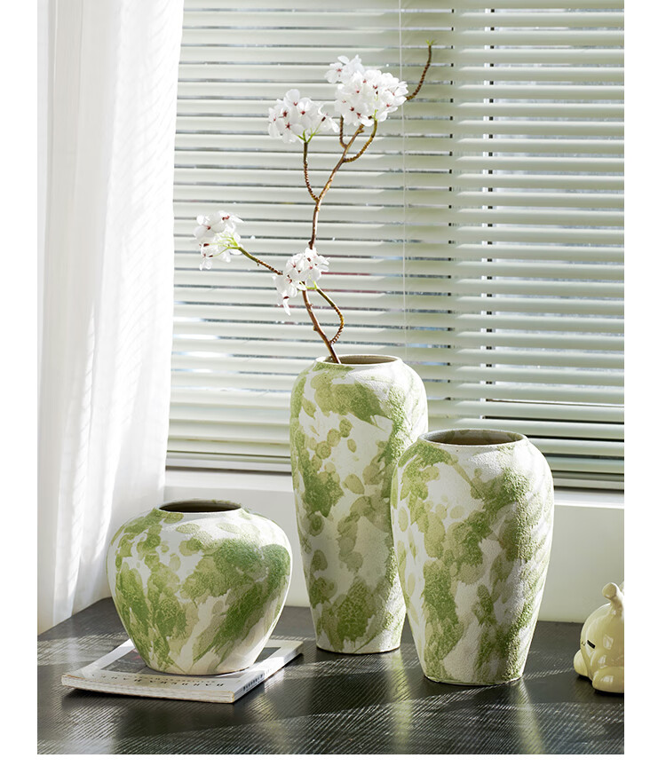 Fan Ye Ceramic Vase Wabi-Sabi Style Ink Splash Vintage Coarse Pottery Flower Container Decorative Prop New Home Gift 6