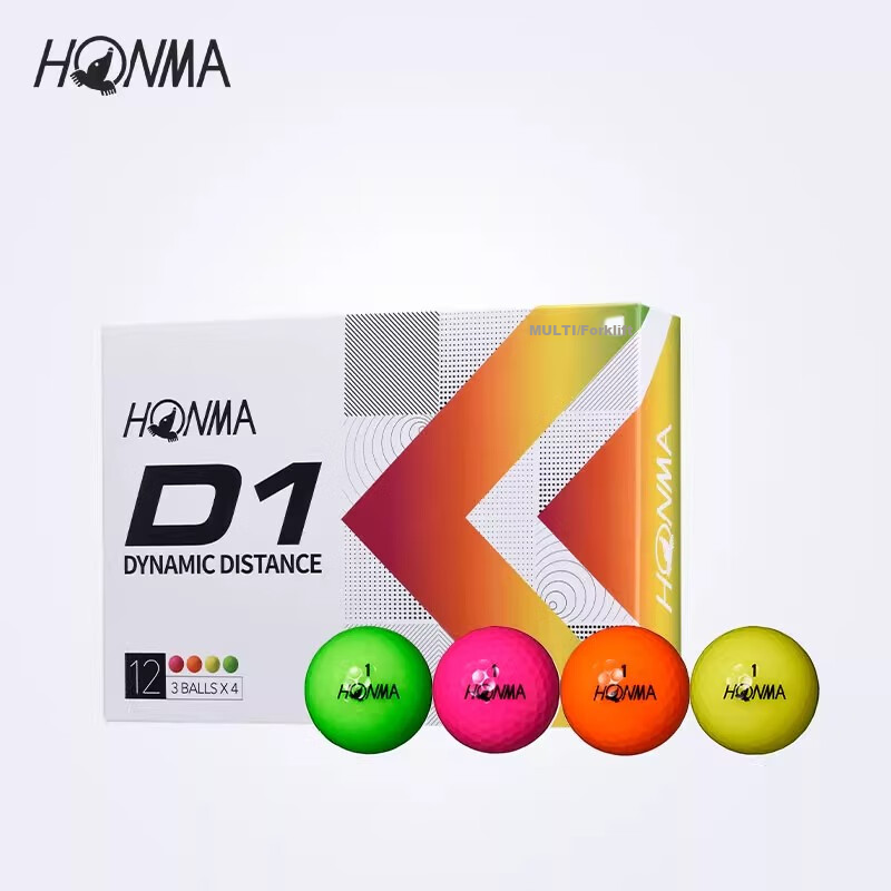 HONMA D1 Golf Ball, Double-Layer Practice Ball, Low Spin, Long Distance, Colorful