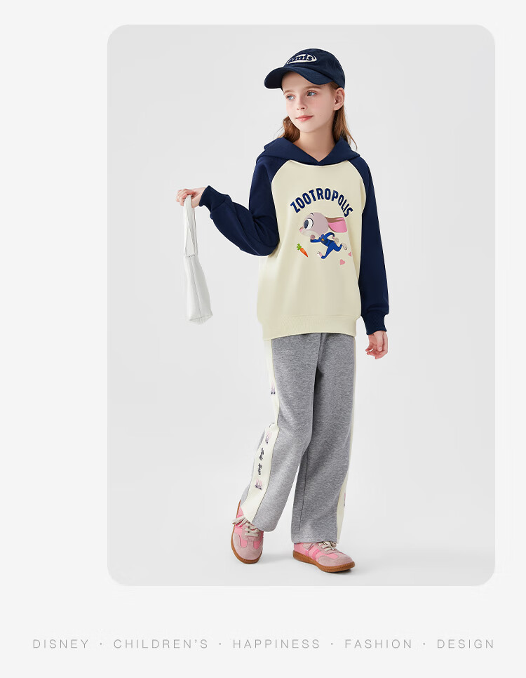 Disney Girls' Spring Hooded Sweatshirt Zootopia Stylish Children's Top Baby Spring Clothes ZL160039 Navy 130 12