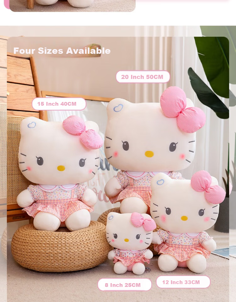 Hello Kitty Sanrio Plush Toy Doll Stuffed Animal Pillow Decoration Birthday Gift for Girls, 38cm Kawaii Cat Figurine 11