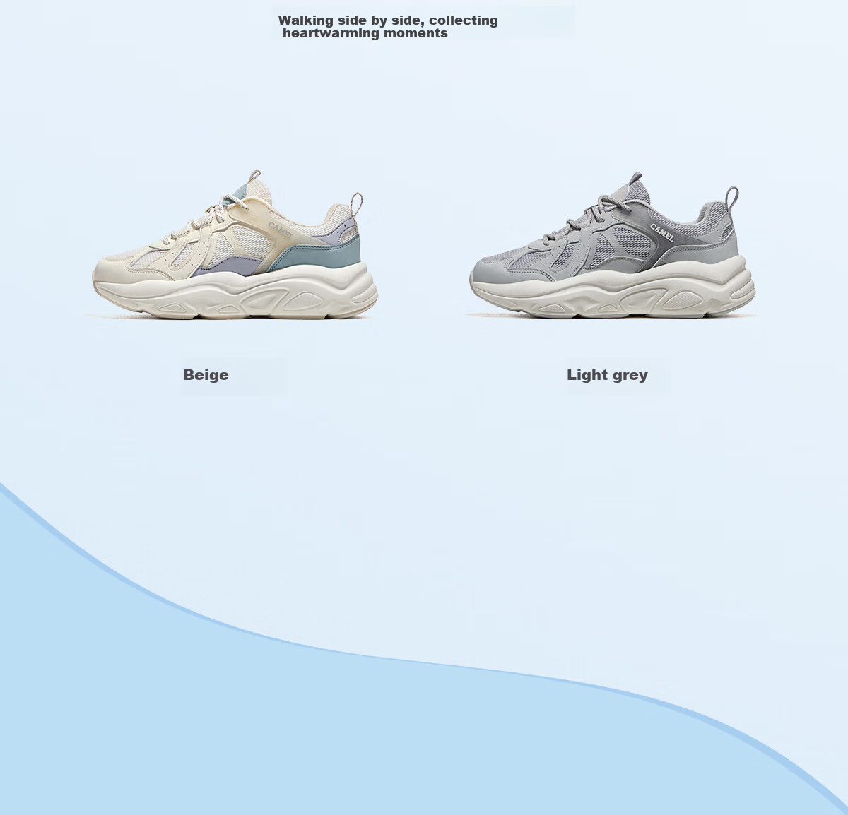 CAMEL Outdoor Casual Shoes Spring Women's Retro Dad Shoes Breathable Comfortable Thick-soled Sports Shoes Men 3032 Light Gray 37 11