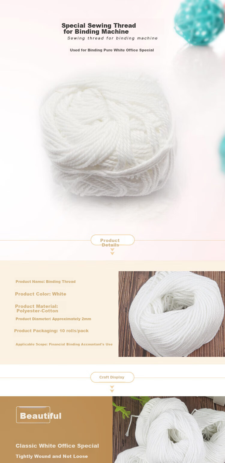 Xinfax Handmade Cotton Rope Twine Thick Cotton Rope White Ball All-Cotton Zongzi Wrapping String Crab Tapestry Weaving Three-Strand Braided Thin Rope One Ball 1