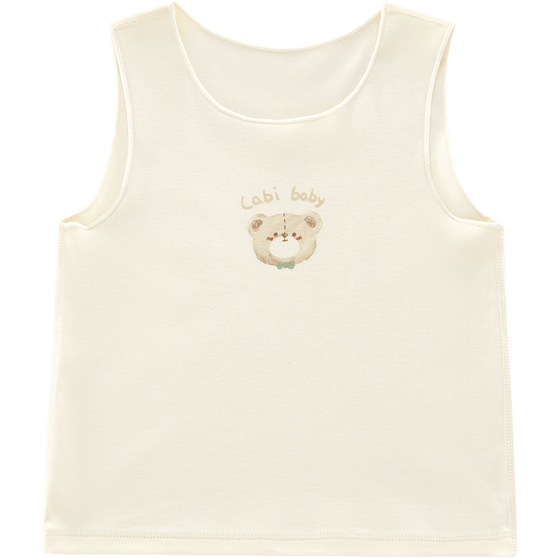 Labi Baby Children's Vest Homewear Unisex Kids Four-Season Pure Cotton Base Shirt Light Apricot 90