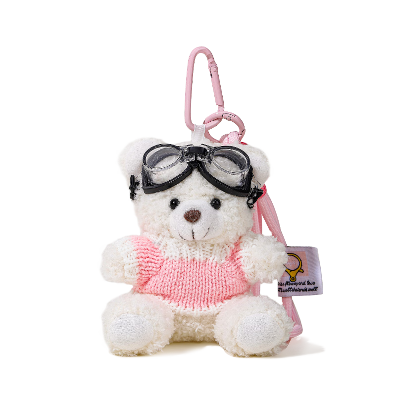 Yimeiwawa Bear Plush Backpack Pendant Toy Keychain Stuffed Bag Charm, Mid-Autumn Festival Gift for Girls