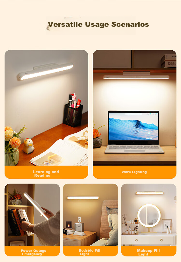 NVC Rechargeable Desk Lamp with Large Capacity Battery, 35-Hour Runtime, Bedside Lamp, Magnetic Suction Adhesive Cool Light, Nursing Light, Night Light KOO 13