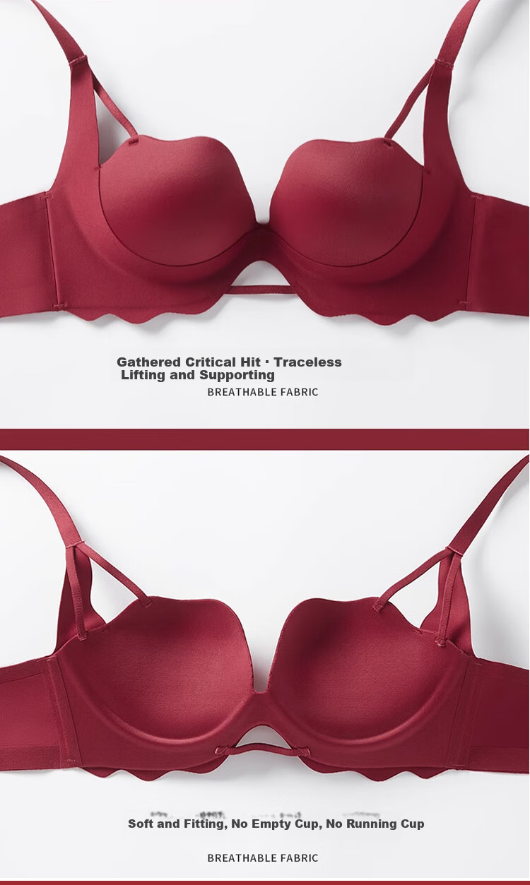 XUEXIMAN [2026 Spring New Arrival] Zodiac Year Women's Bra, Wine Red Sexy Wireless Push-Up Brassiere 10