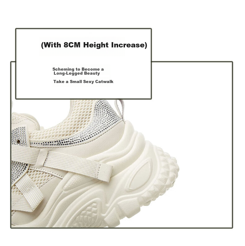 DAPHNE Chunky Sneakers for Women, Thick-Soled Trendy Versatile Casual Shoes, Height-Increasing Comfortable Sports Shoes, Travel Shoes for Women, Silver Red Color, Size 40 5
