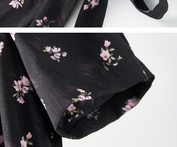 Shangdu Bila V-Neck Short Sleeve Printed Dress Women Summer Waist Slimming Tea Break Floral Elegant Commuter Mid-Length Dress 25