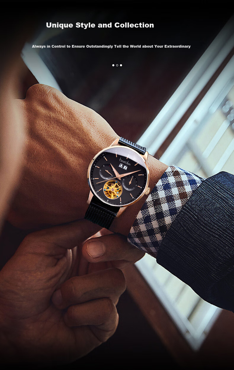 Bestdon Men's Watch, Skeleton Mechanical Watch, Multifunctional Waterproof Wristwatch, Gift Box for Men, Gift for Boys And Friends 15