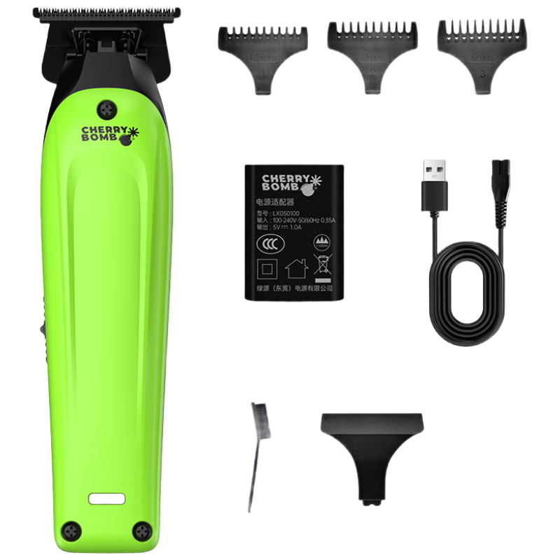 CHERRY BOMB Cherry Punk Bear Engraved Pomade Hair Clipper Fade Trimmer Edging Carving Electric Haircutting Clippers for Men Barber Shop Professional