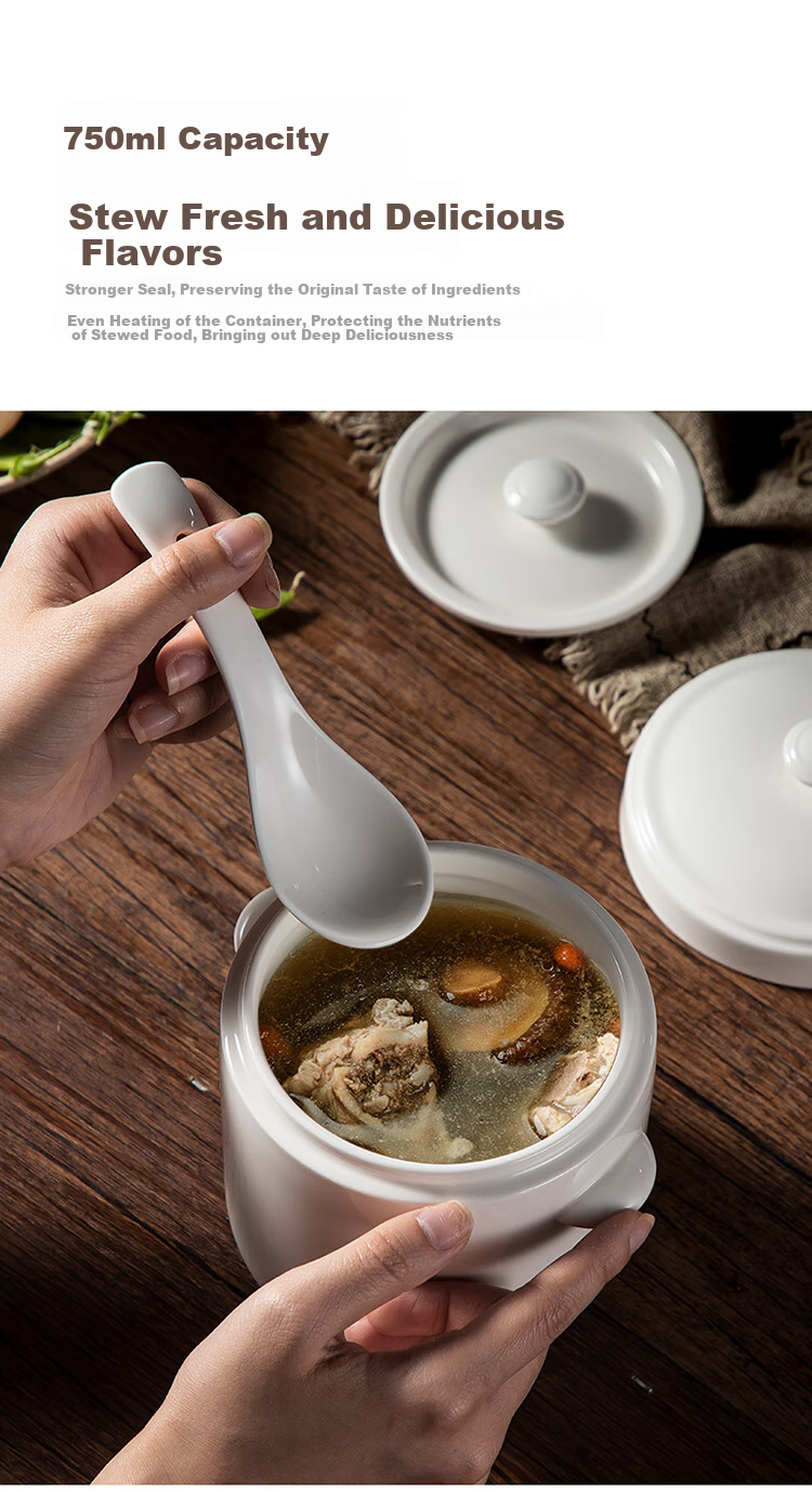 MAXCOOK Ceramic Stew Pot for Bird's Nest Soup, Chicken Soup And Egg Custard, Double Boiler Steamer And Stew Pot 750ml MCTC7261 2