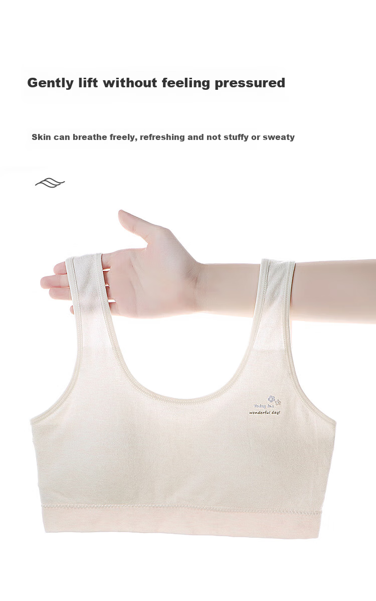 Modaier 2-Piece Set of Girls' Underwear Training Bra for Ages 12-16, White + Pink 6