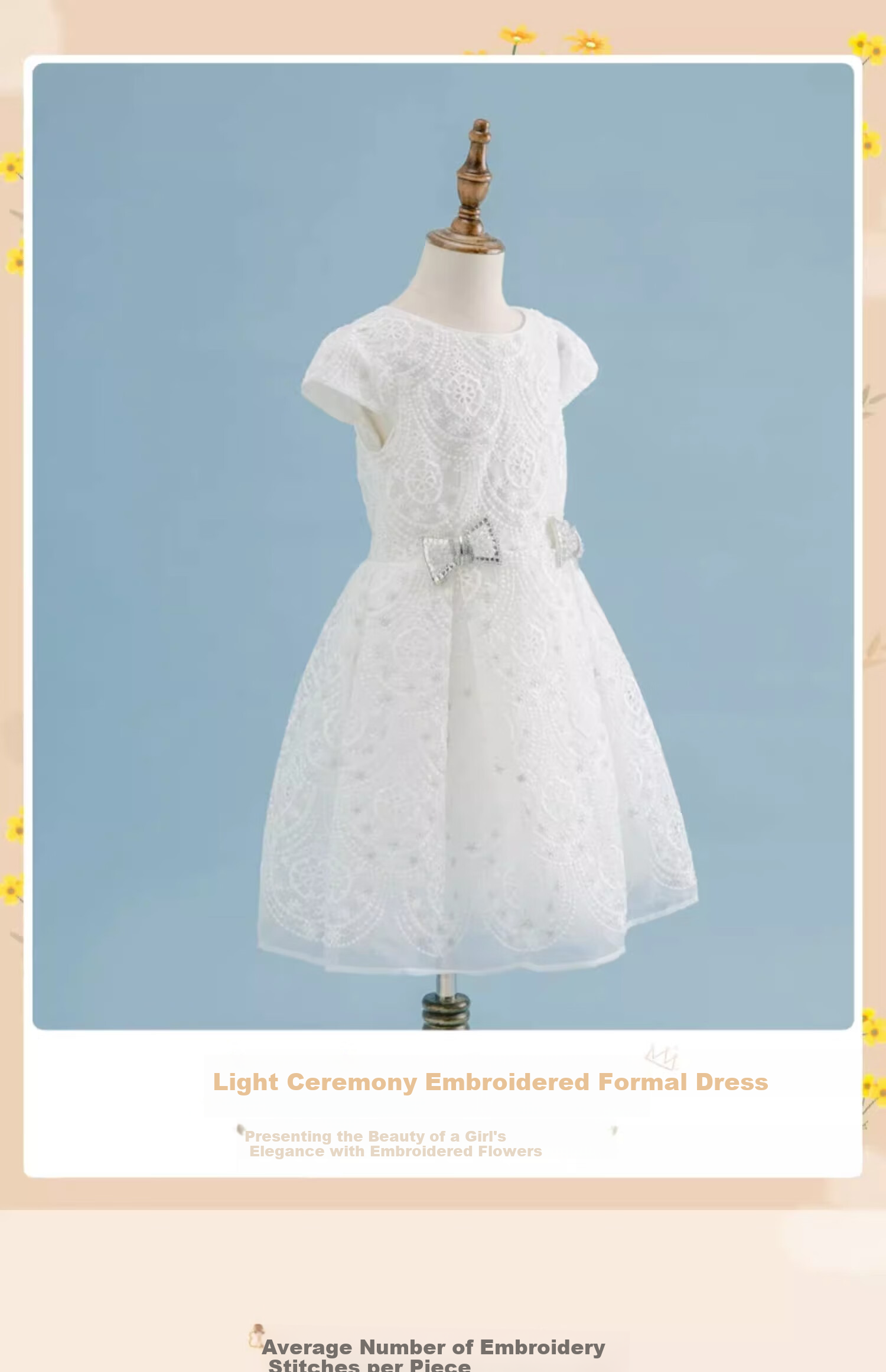 DAVE & BELLA [High-End Formal Dress], Girls' Princess Dress, Summer Wear, High-End Embroidered Skirt, Elegant Princess Dress 1