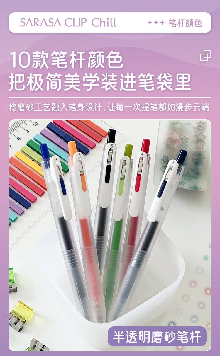 ZEBRA Chill Gel Pen, 0.5mm, Signature Pen for Students' Exams And Practice, Stylish Learning And Office Stationery, JJ118 Transparent Barrel, Single Pen in Black 7