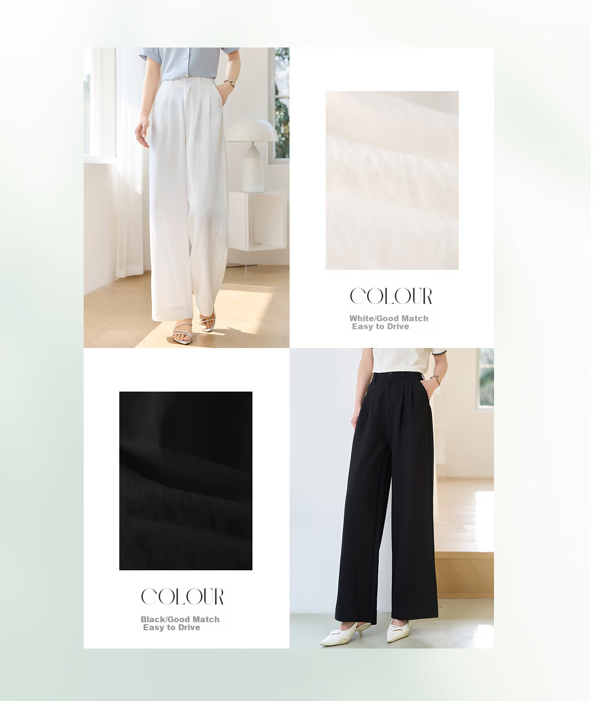 Chushen Spring And Summer Wide-Leg Pants for Women, High-Waisted, Height-Increasing, Straight-Leg, Loose-Fitting, Slimming, Relaxed Casual Long Pants S52X062 4