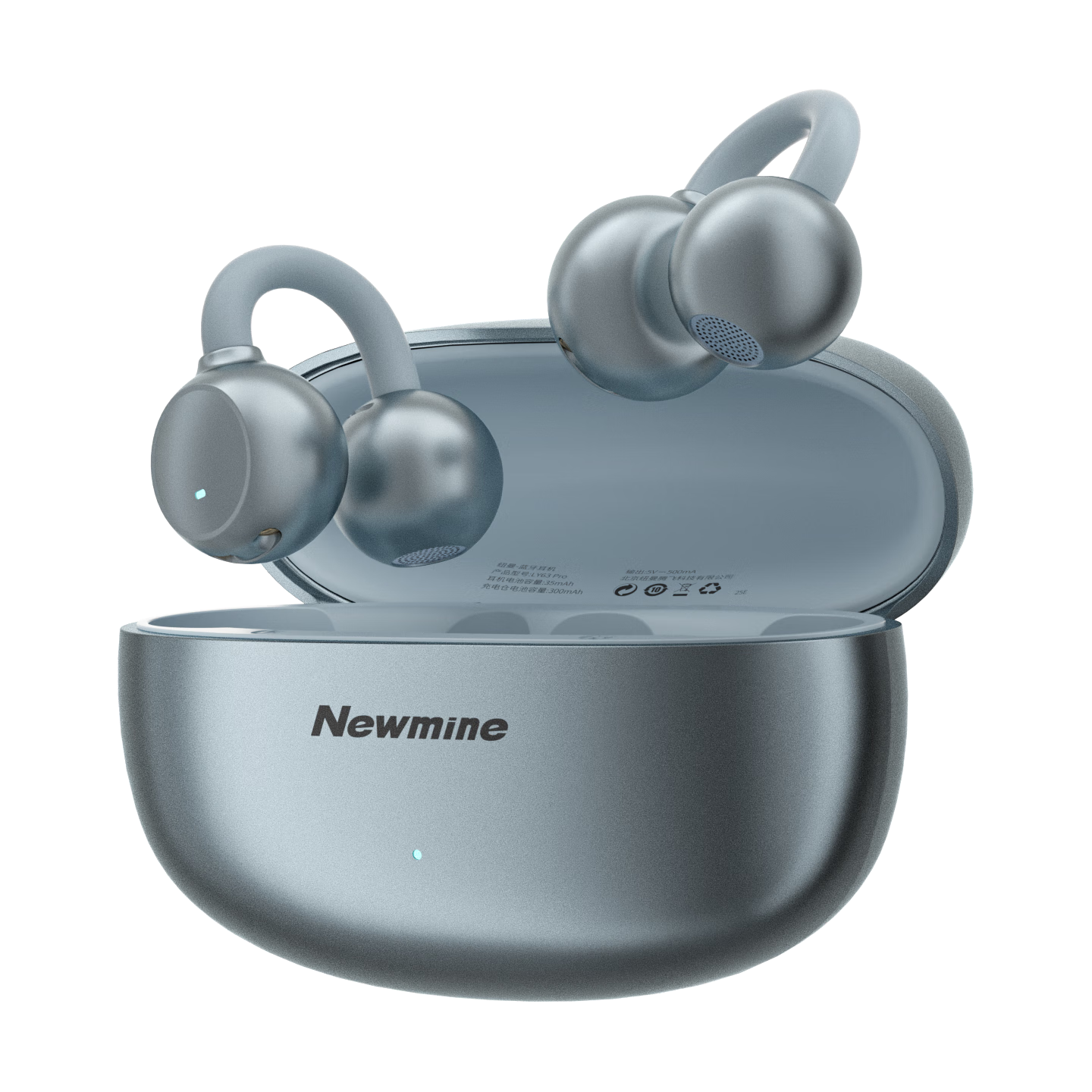 Newmine LY63 Pro Bluetooth Headphones, Clip-On Bone Conduction Open-Style Wireless Sports Running Gaming Music Calling Noise Reduction, Suitable for Apple Huawei Blue