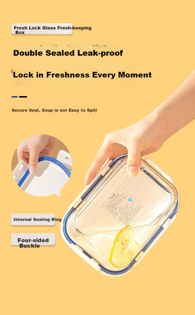 LOCK&LOCK Heat-Resistant Glass Food Storage Containers, Microwave-Safe Lunch Boxes, Office And Student Divided Meal Boxes, Refrigerator-Safe with Lunch Bag Set of Two 3