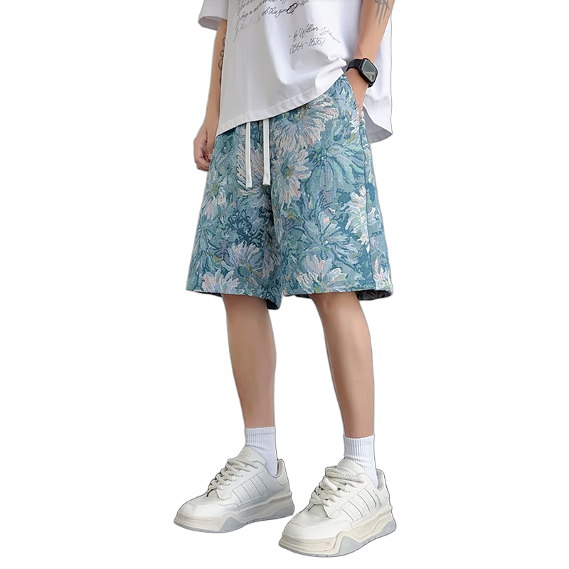 MMOPTOP American-Style Ice Silk Beach Shorts, Summer Men's Vacation Casual Breathable Shorts, MDK06 Jade Green, 3XL