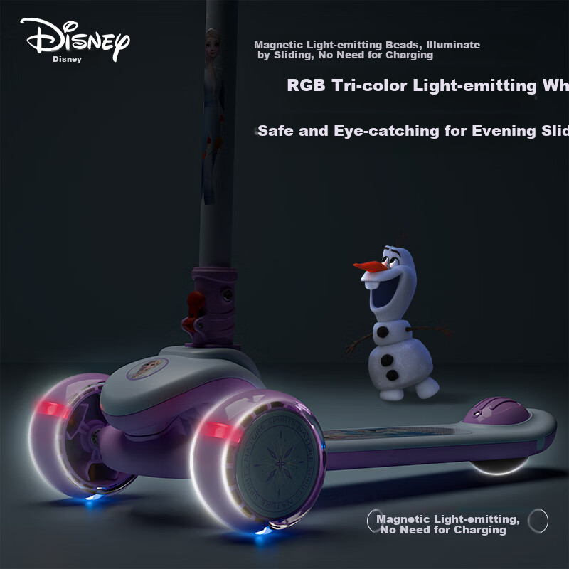 Disney Children's Scooter, Kids' Gift for Ages 3-6 Girls, Big Kids Flashing Roller Skate, Elsa Princess Scooter 3