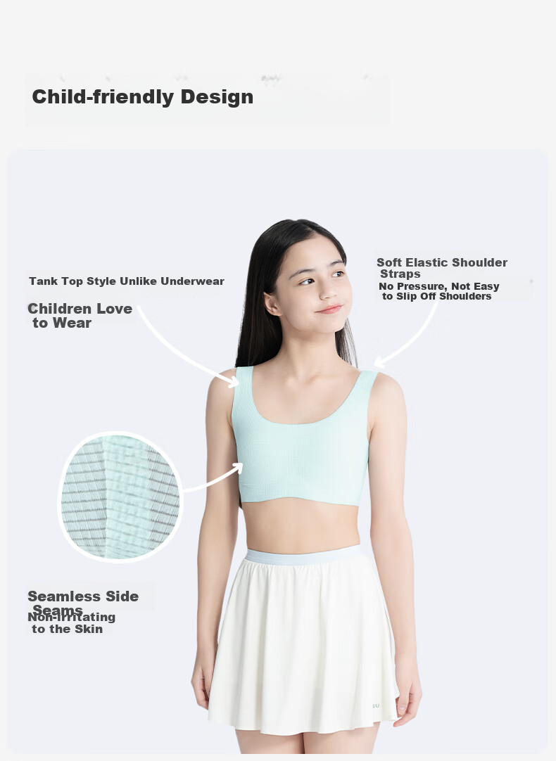 Ubras Likeuu Kids' Breathable Little Breeze Sports Bra for Girls Dandelion White One Size 12