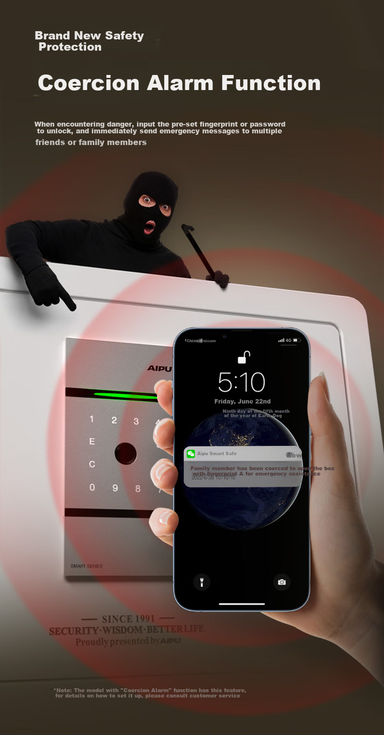 AIPU Safe 2025 New Model Home Fingerprint Password Safe Small Smart Office Financial Storage Box All-Steel Anti-Theft Portable Jingshangao 40CM Black Random Delivery 3