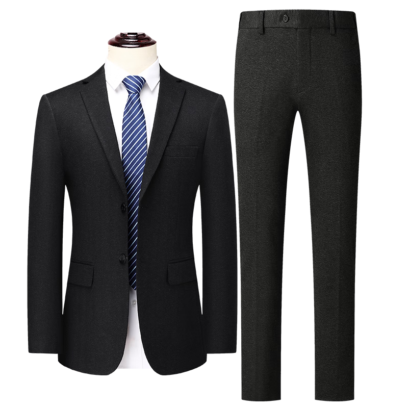 FIRS Men's Wool Blend Suit Set Spring Autumn Business Casual Blazer Professional Work Jacket Wedding Formal Wear