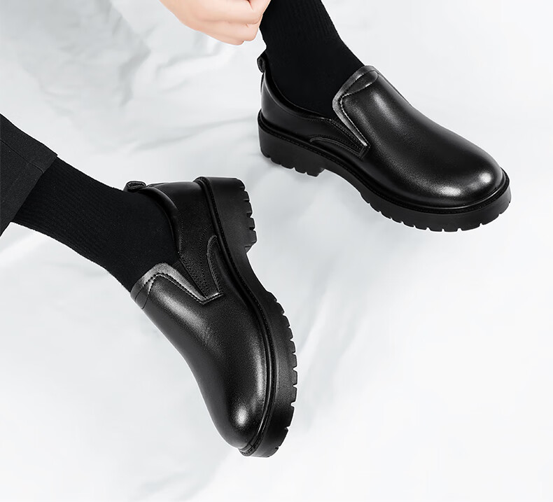 Huili Men's Leather Shoes, 2026 Summer New Style Men's Leather Shoes, Heightening Casual Business Formal Leather Shoes for Men, Black, Size 40 12