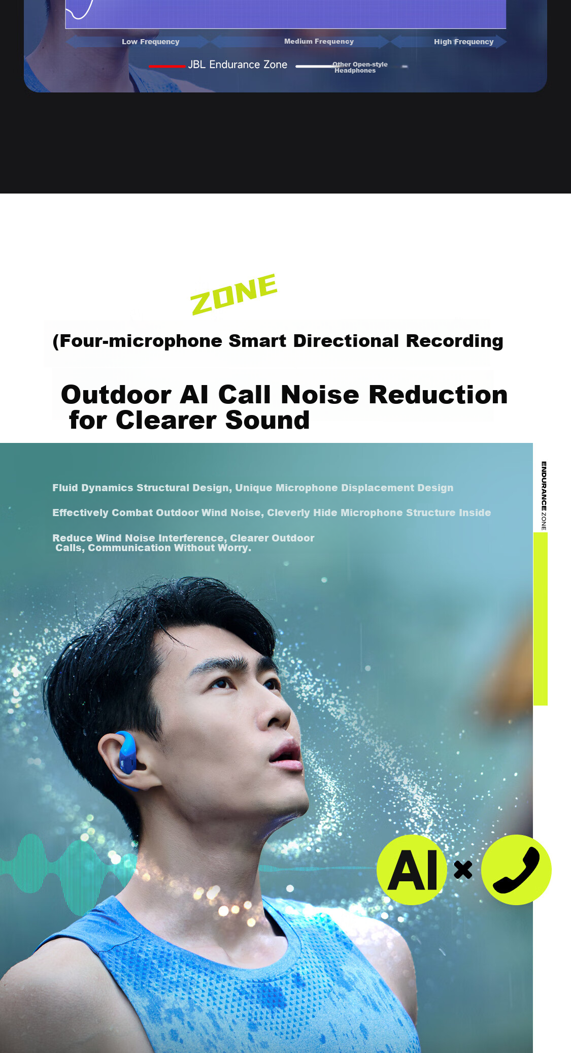 JBL ZONE [Wang Chulin's Choice], Yuedong Huan, True Wireless Open-Style, Sports Earphones, Ear-Hook Bluetooth Headphones, Compatible with Apple 18 Pro, Coast Blue 12