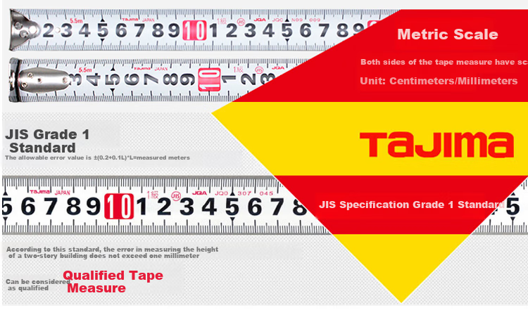 TAJIMA Steel Tape Measure, 5.5 Meters Long, Double Locking Type, 25mm Wide, 1001-1649 8