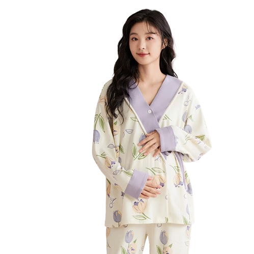JOYNCLEON Maternity Postpartum Nursing Pajamas Spring Summer Pregnancy Wrap Nursing Homewear XXL Jyz176323