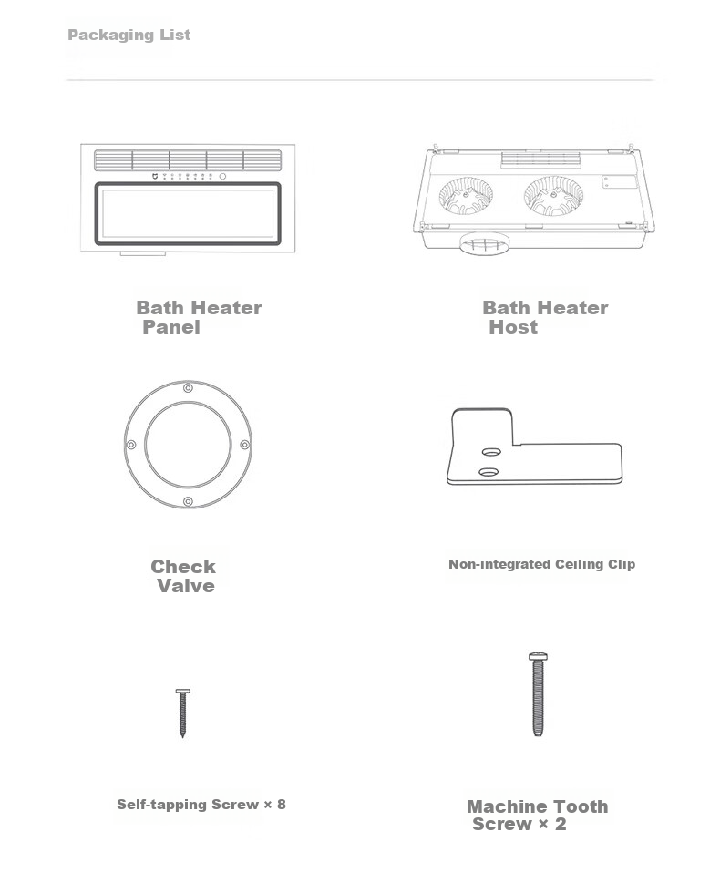 Mijia Smart Bathroom Heater, Dual-Core Multifunctional Wind Heating And Lighting, Rapid Temperature Rise, Intelligent Control, 2400W Standard Versio 16