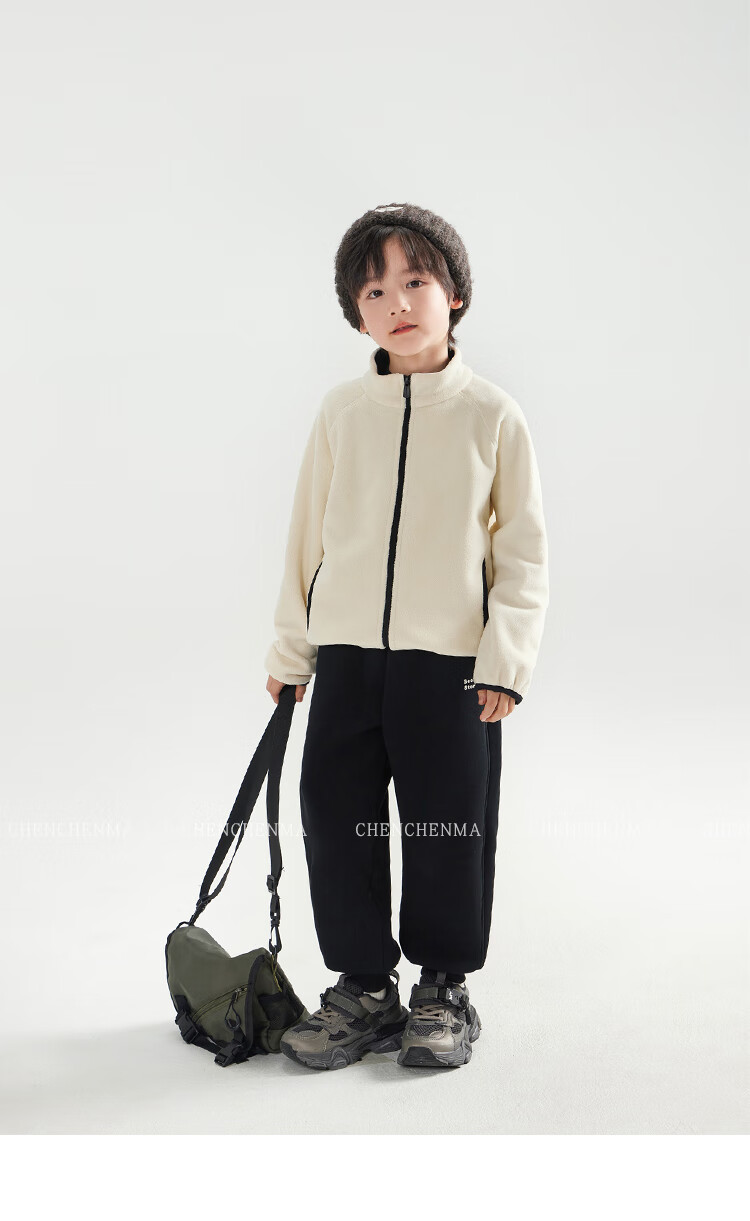 Chenchenma [Popcorn] Girls' Casual Pants, New Winter Style with Fleece Lining, Thickened All-In Warm Children's Joggers, 6837D 20