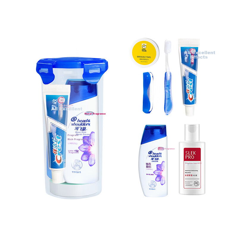JOYTOUR Travel Toiletry Set Portable Toiletries Kit for Men And Women, Business Trip Essentials, Dove And Head & Shoulders 7-Piece Cup Set B3