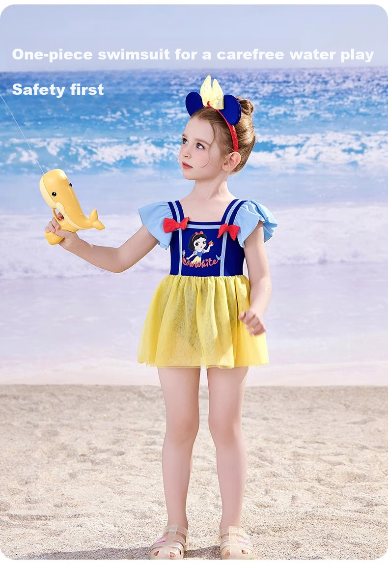 Dishini Girls' One-Piece Swimsuit for Children 3-6 Years Old, Class A Swimming Costume D35032 Yellow 110 5