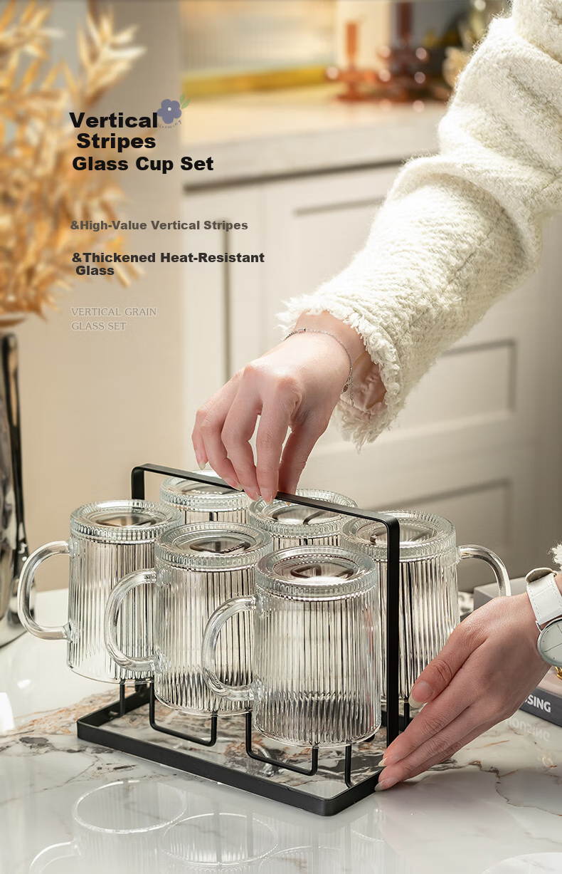 CRISTALGLASS Stylish Glass Cup Set for Home Use, Heat-Resistant Water Cups with Handles, Tea And Milk Cups for Family Gatherings 1