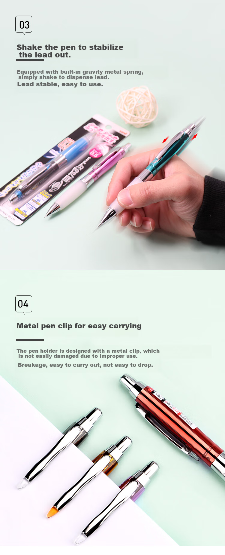 Uni Mitsubishi (Uni) Automatic Lead Soft Rubber Pencil with Wobble Grip for School Activities M5-618GG 0.5mm White Rubber Blue Barrel 3