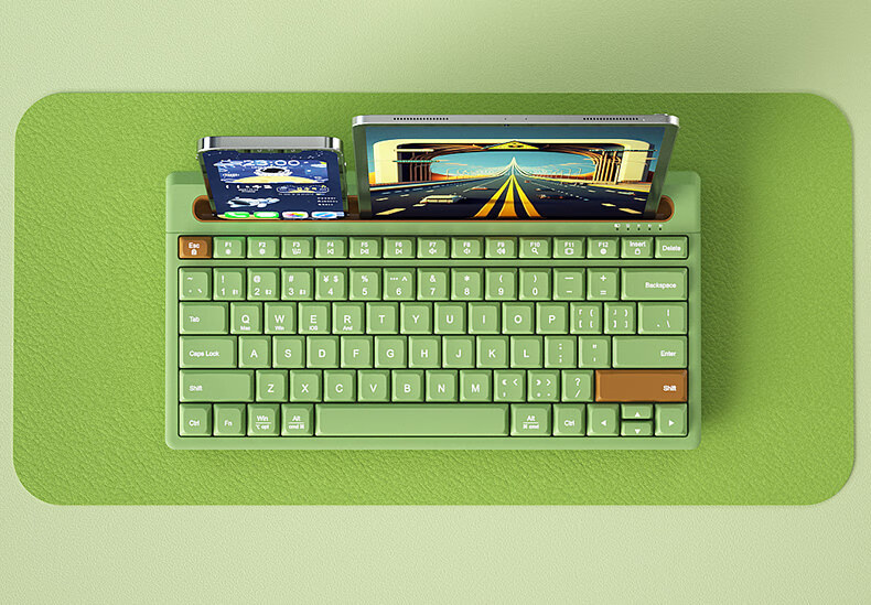 BOW Hangshi K150B IPad Wireless Bluetooth Keyboard with Air6 Connector, Compatible with Apple Android Huawei Xiaomi Phones, Tablets, Laptops, Leaf Green Color 5