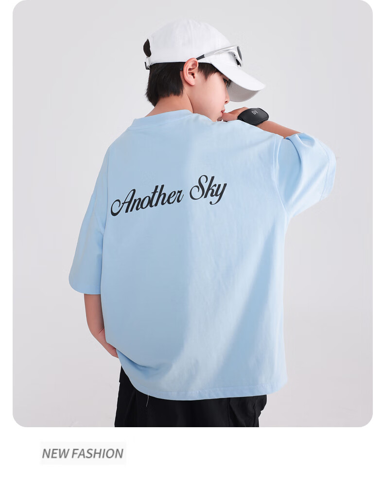 BABY HH Boys Summer Dopamine Graffiti Short Sleeve T-Shirt 2025 New Trendy Top Blue Lightweight Size 120 3