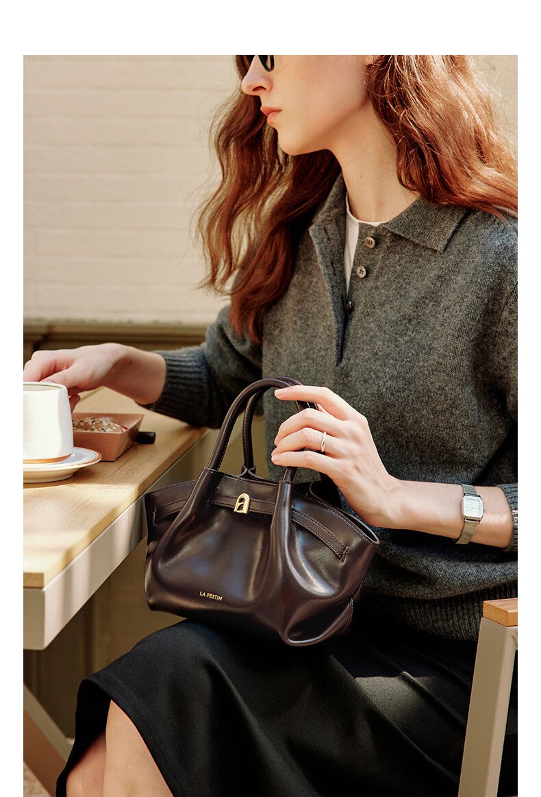 La Festin Suede Small Lazy Bag, 2026 New Style Handbag, Crossbody Basket, Women's Tote Dumpling Bag, Birthday Gift for Girls 2