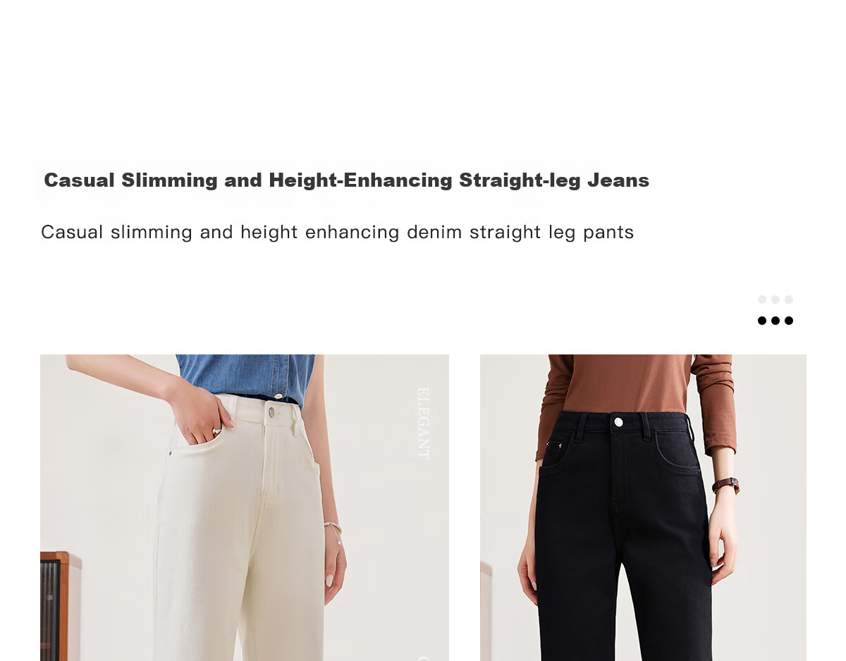 PinCai Women's Jeans, Spring And Autumn Black Straight-Leg Trousers, Slimming And Heightening Effect, Casual Denim Long Pants P143N1009 3