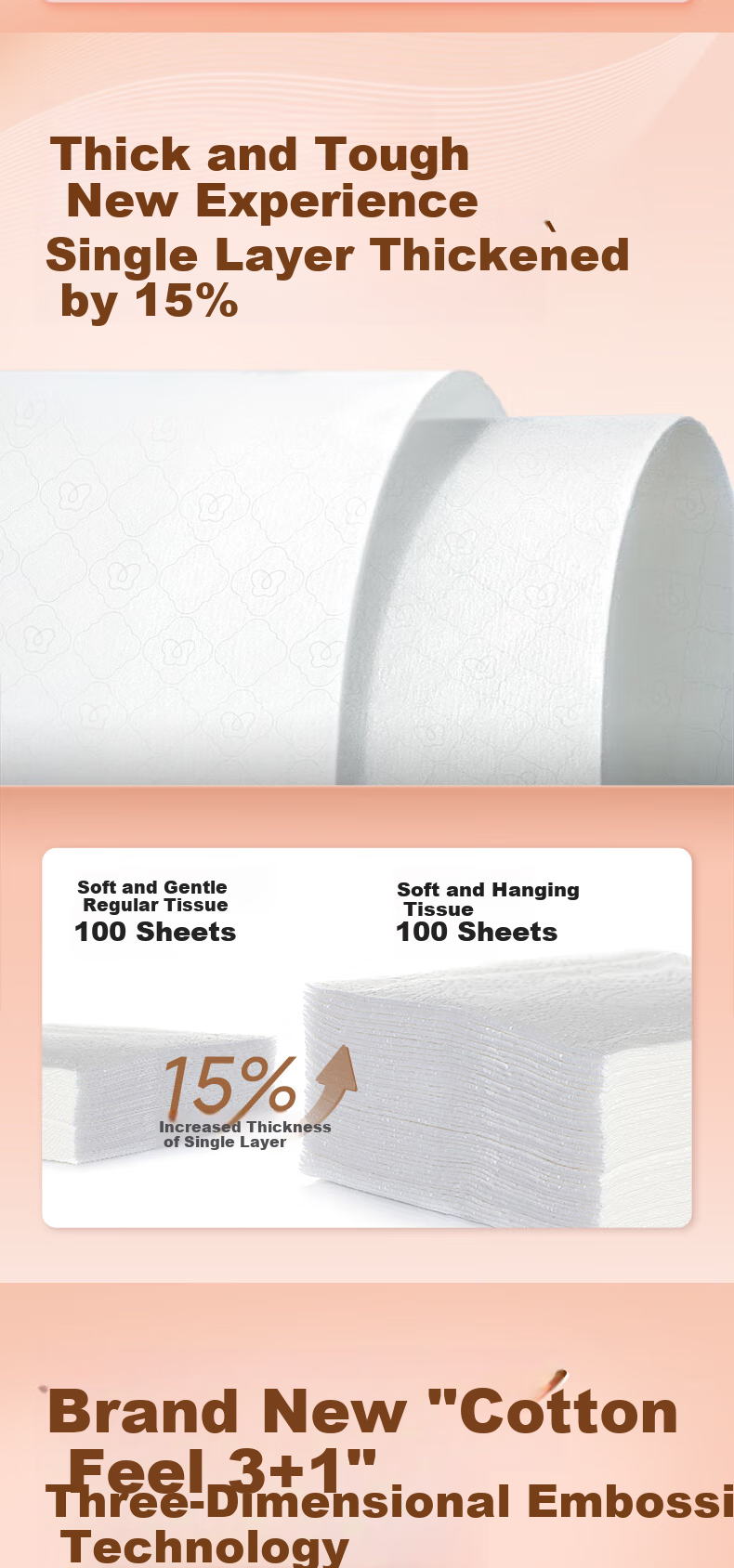 C&S Hanging Tissue Paper, 4-Ply, 320 Sheets * 4 Packs, Water-Absorbent Hanging Tissues, Extra Large And Thick, Whole Box Facial Tissues 20