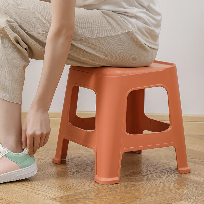 Youjia Premium Household Plastic Small Stool Bathroom Shower Mini Low Stool Children's Non-Slip Square Large Orange 5
