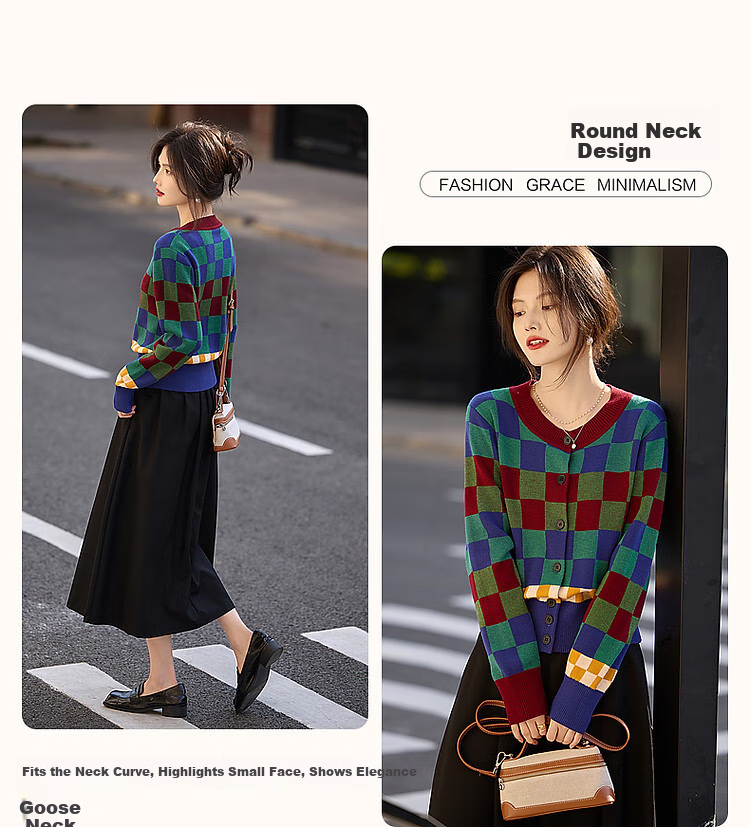 Dme [Duobang Geshen Zhima Dian Tihua] Spring And Autumn Round Neck Long Sleeve Cardigan, Retro Knit Sweater Women's Top 5
