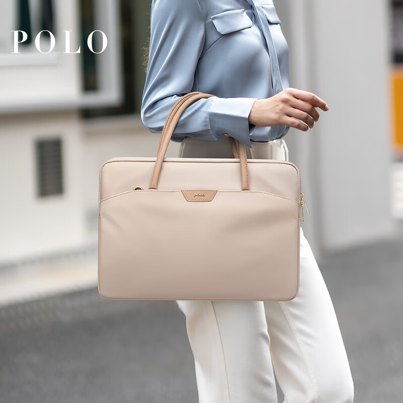 POLO Laptop Bag Briefcase for Women, Large Capacity Tote Bag, 14-Inch Notebook Handbag, Business Commute Shoulder Bag
